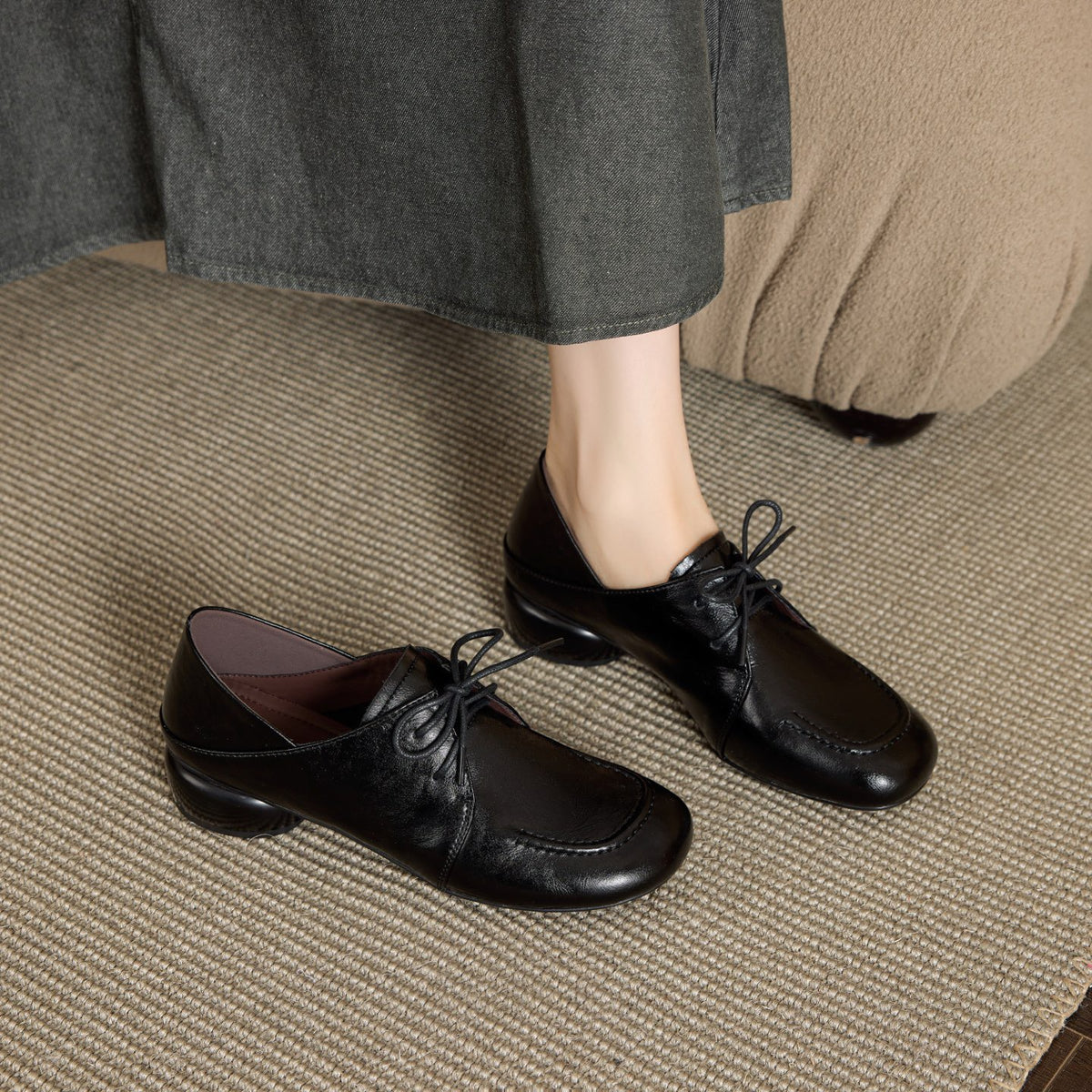 Women's Chunky Front Pumps Retro Mother British Women's Fashion Shoes