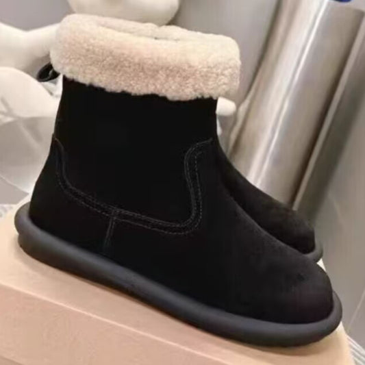 Real Fur Integrated Fleece-lined Thickening Thermal Snow Boots