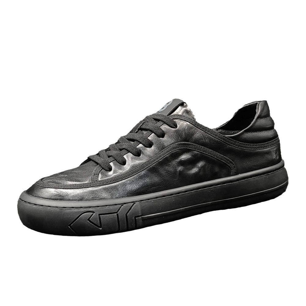 Men's First Layer Cowhide Head Tilt Cute Sneakers
