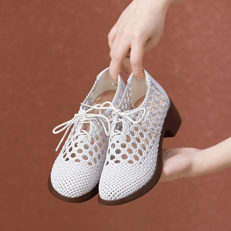 Women's Authentic Weave Chunky Soft Bottom Small Retro Sandals
