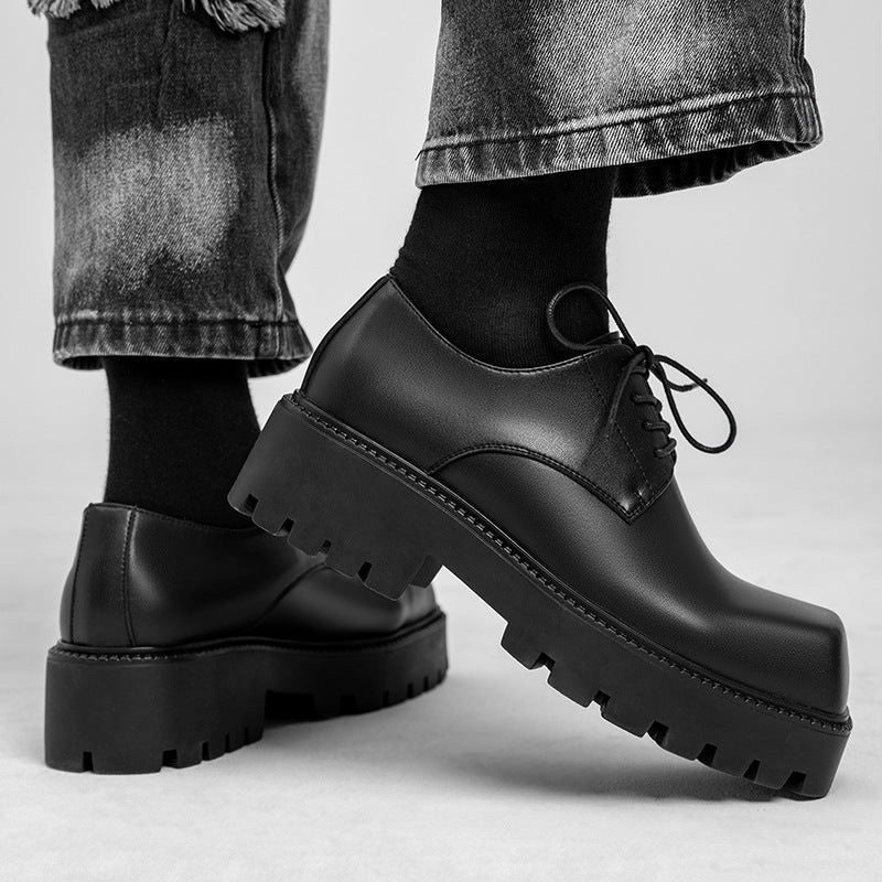 Men's Style Youth Square Toe Platform Height Men's Casual Shoes