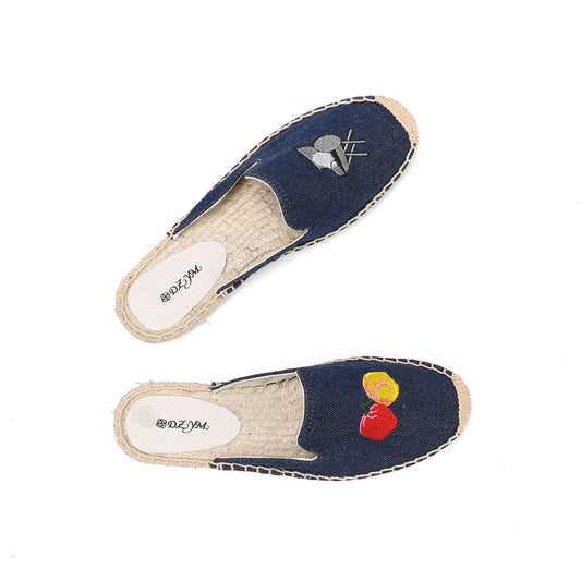 Women's Half Outer Wear Heelless Flat Round Support Sandals