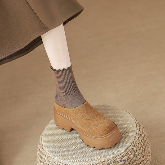Women's Increasing Half Spring Platform Thick Bottom Small Closed Toe Slippers