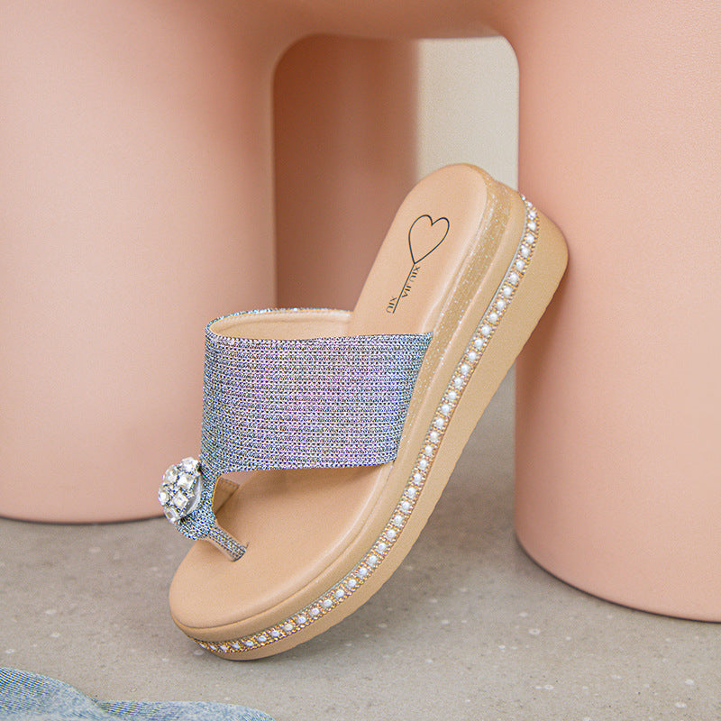 Women's Toe Covering Elevator Wild Fairy Wind Slippers