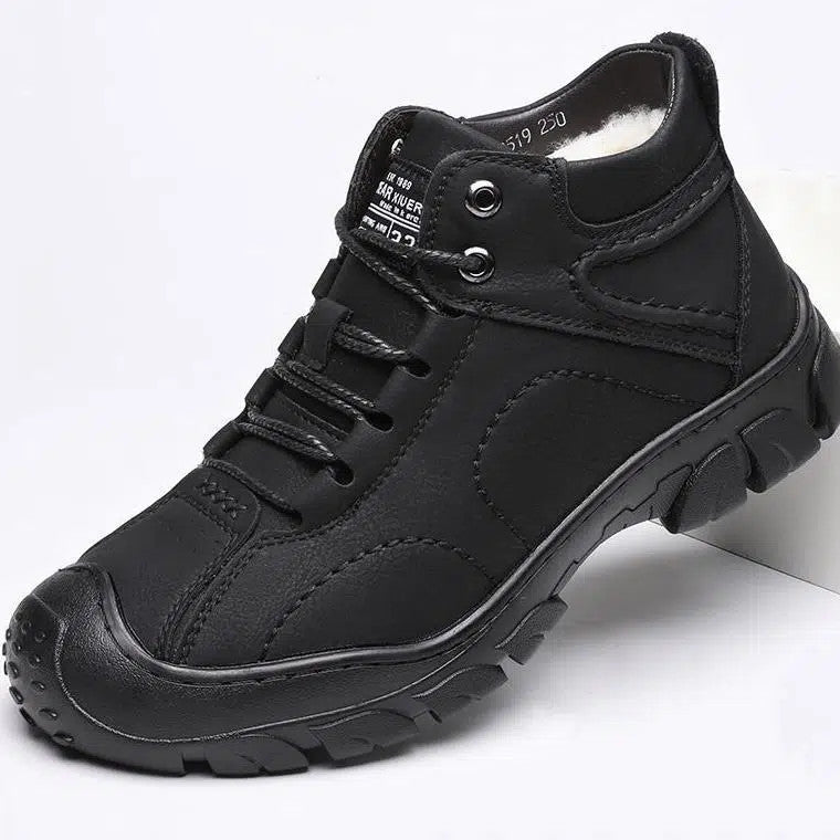 Men's Cotton Fleece-lined Thickened Waterproof Leisure Outdoor Leather Shoes