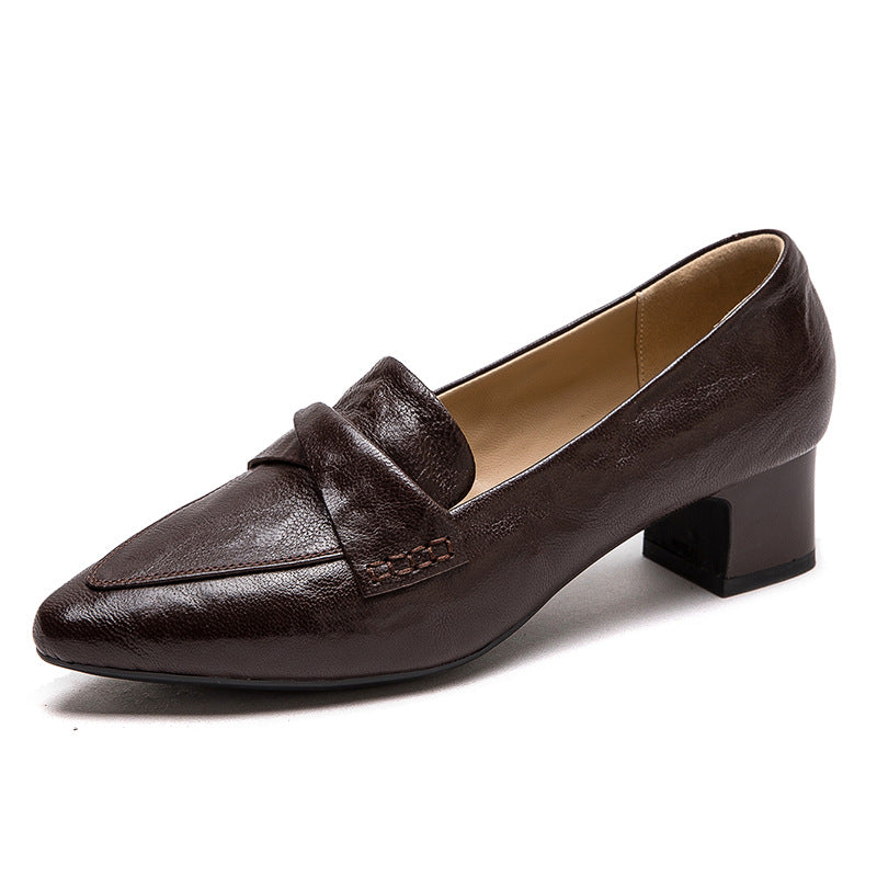 Women's Shu Spring Low-cut British Style Sheepskin Loafers