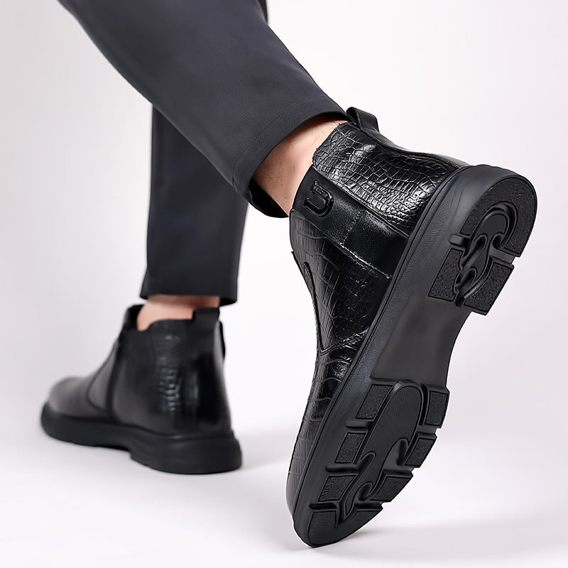 Men's Winter Warm Genuine Business Cotton Crocodile Men's Shoes