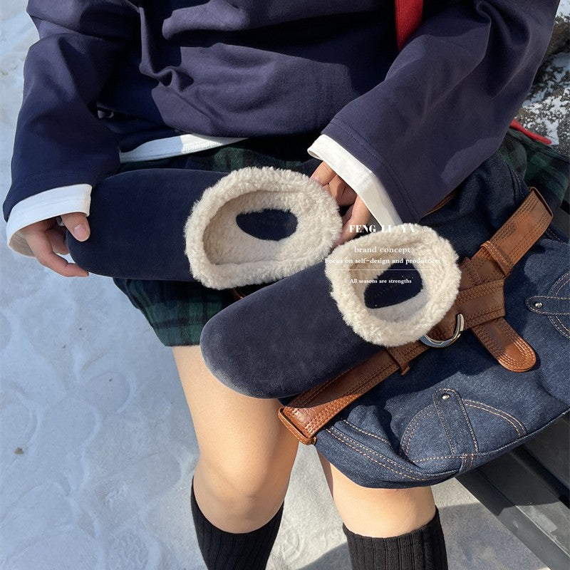 Women's Fashion Vintage Fleece-lined Warm Platform Casual Shoes