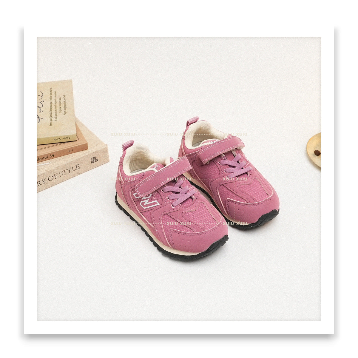 Children's American Retro Fleece-lined Boys Velcro Sneakers