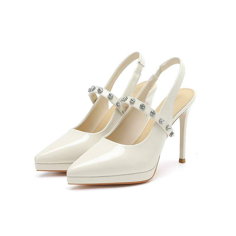 Women's High Pointed Toe Stiletto Waterproof Platform Heels
