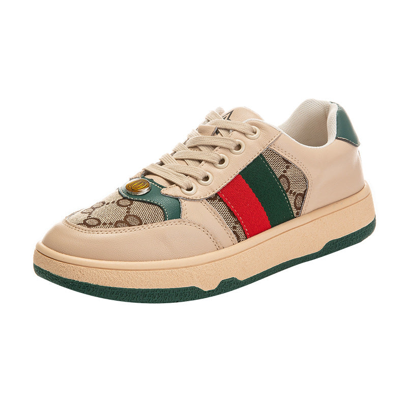 Women's Plus Size White Spring Sports Multicolor Retro Sneakers