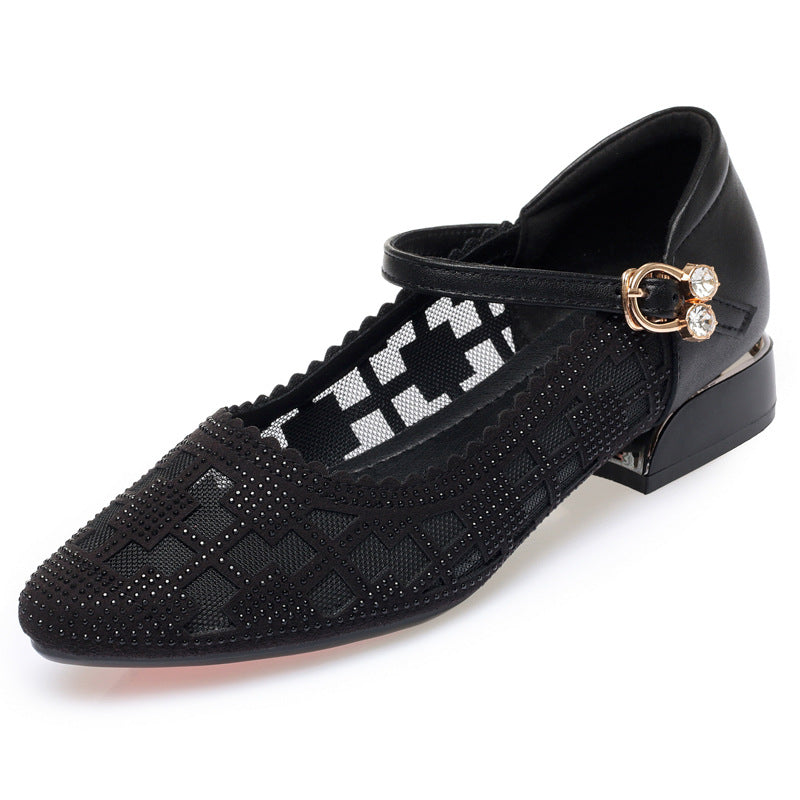 Women's & Men's Thick Flat One-word With Mesh Soft Low-cut Plus Women's Shoes