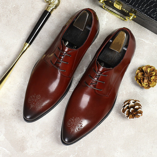 Men's Dress Business Retro Cowhide Green Wedding Leather Shoes