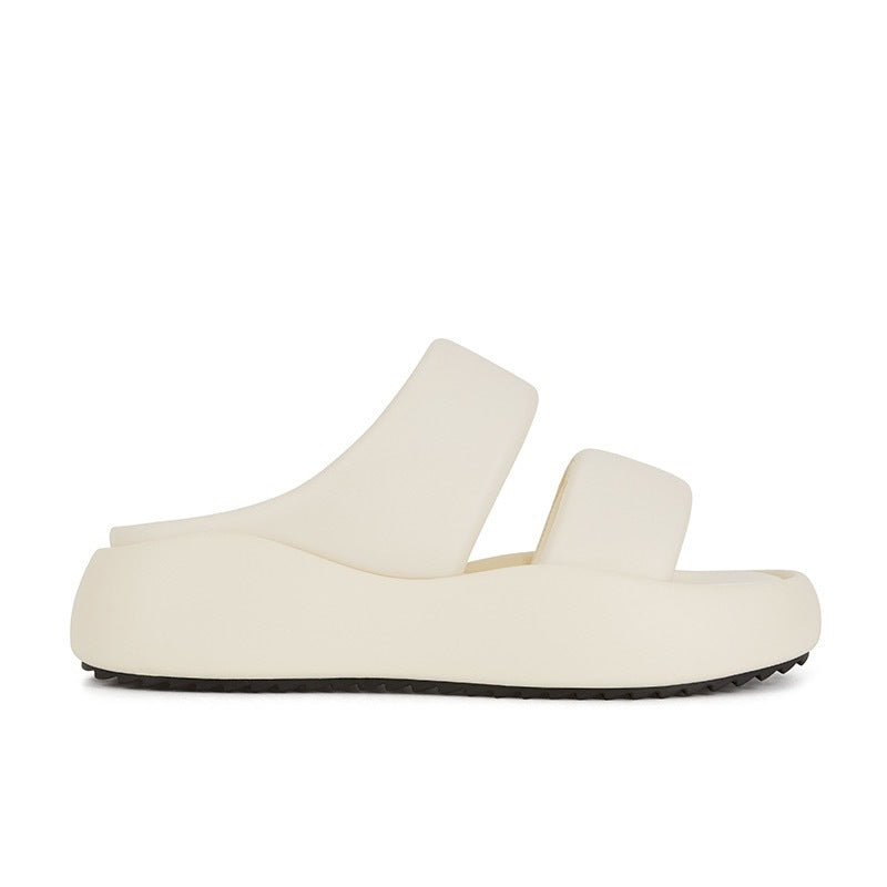Women's Cloud Bubble Sheepskin Double Strap Bread Slippers