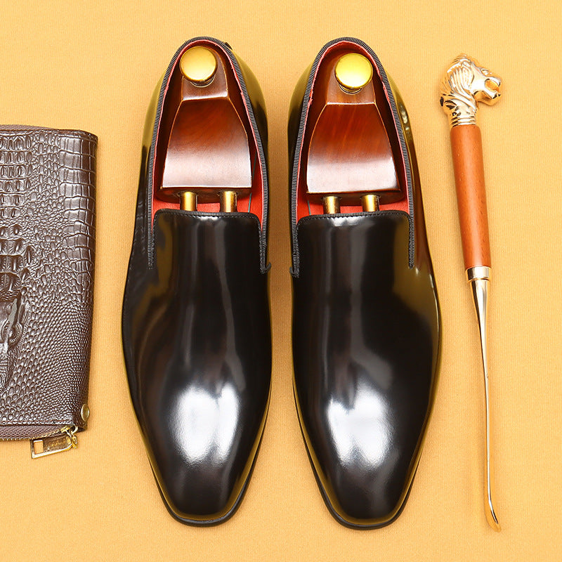 Men's Business Genuine Cattlehide Surface Patent Glossy Leather Shoes