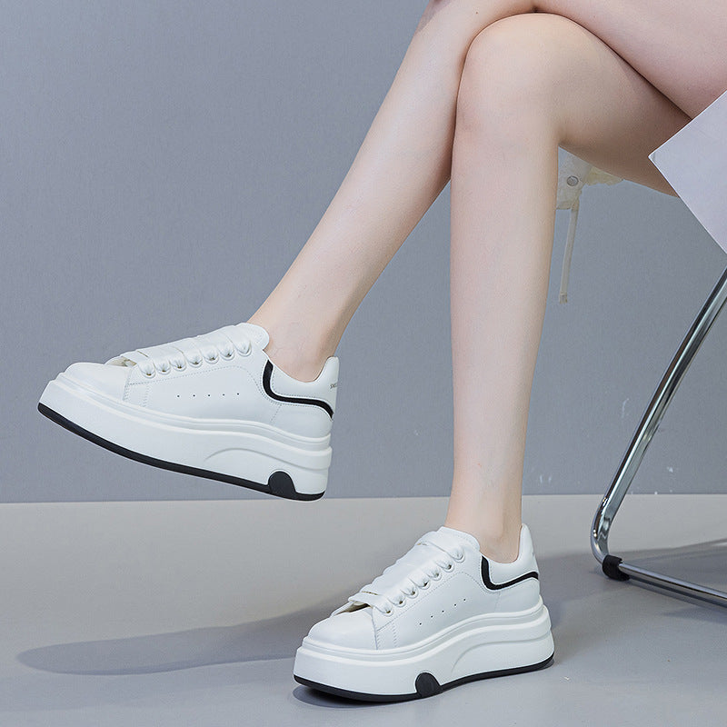 Women's Lovely White Spring Lightweight Platform Height Sneakers