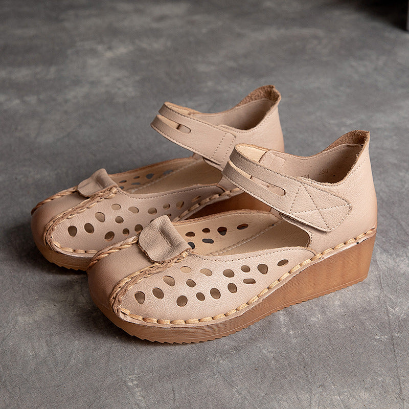 Women's Velcro Breathable Wedge Comfortable Hollow Pump Sandals