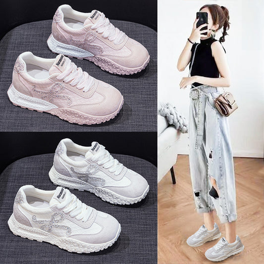 Women's Platform Dad Height Increasing White Casual Shoes