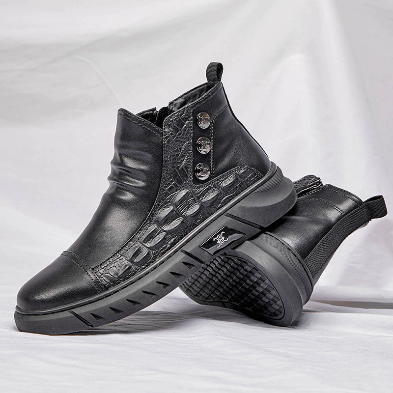 Men's Genuine Korean Fashion Black Plus Veet Sneakers