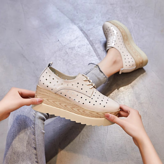 Women's Thick-soled Platform Summer Breathable Hollow British Casual Shoes