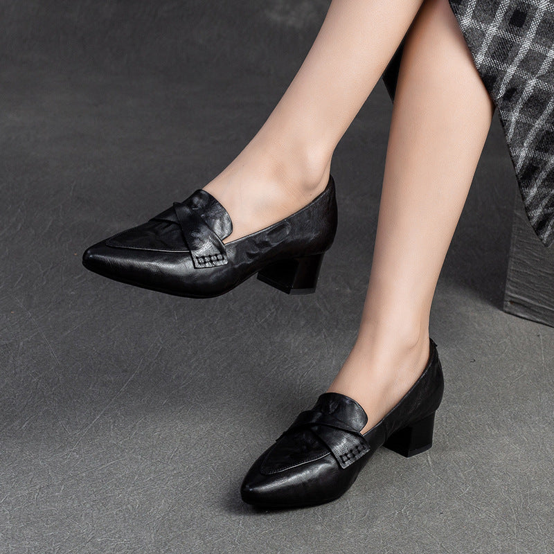 Women's Shu Spring Low-cut British Style Sheepskin Loafers