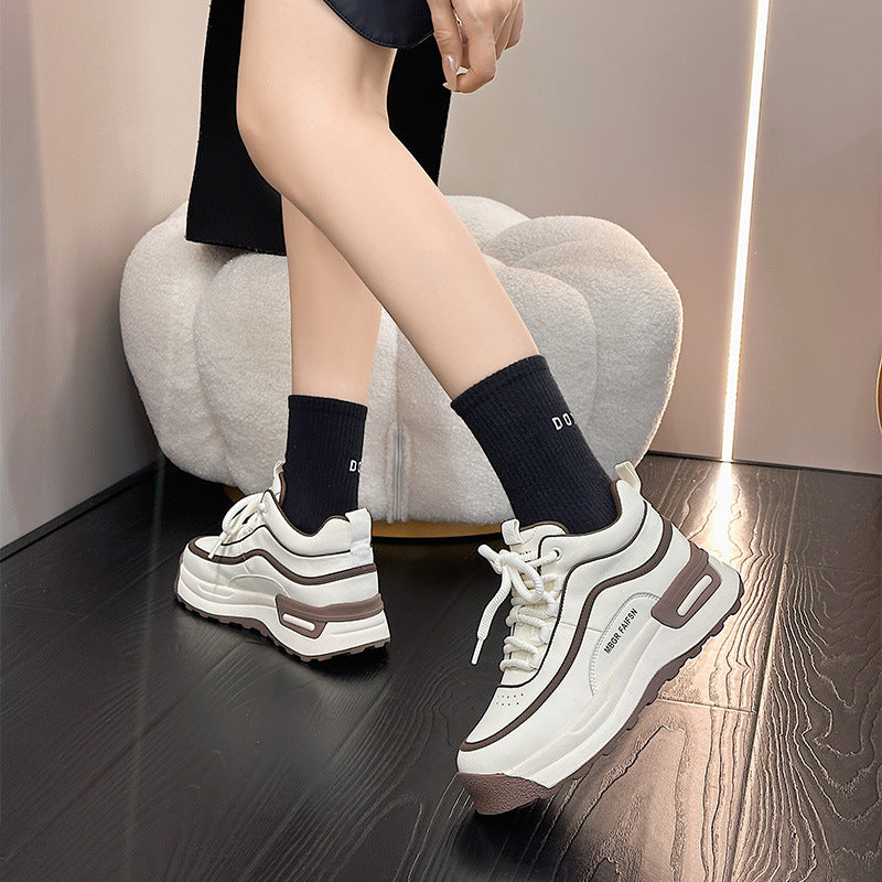 Women's Platform High Top White Autumn Korean Sneakers