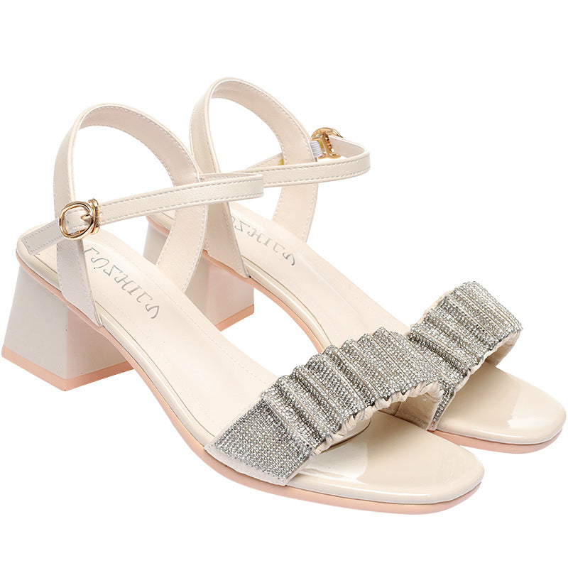 Women's Summer Versatile Fashion Open Toe Chunky Heels
