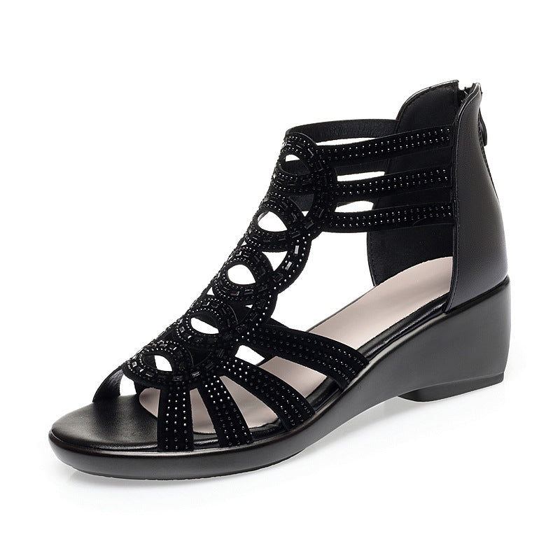 Women's Wedge Soft Bottom Comfortable Peep Toe Sandals