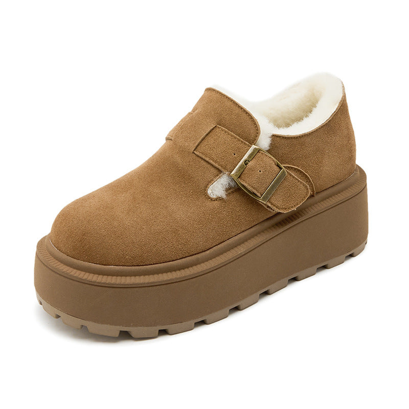 Women's Genuine Platform Beanie Fleece-lined Keep Warm Casual Shoes