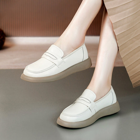 Women's Bottom Flat One Pedal Spring Round Toe Loafers