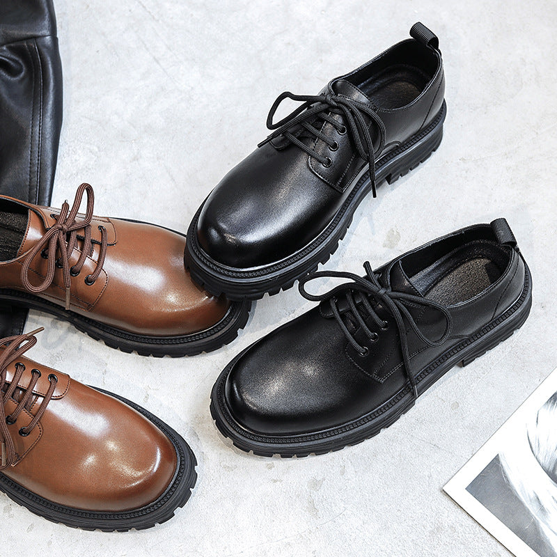 Men's Retro Easy Matching Business National Fashion Green Commute Men's Casual Leather Shoes