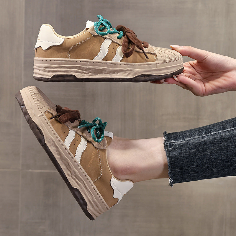 Women's White Autumn Lightweight Shell Toe Thick Casual Shoes