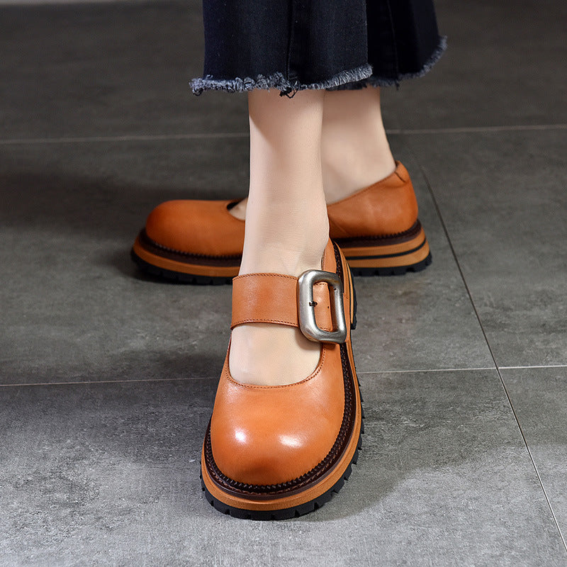 Women's Activity Price Metal Buckle Round Head Thick Women's Shoes