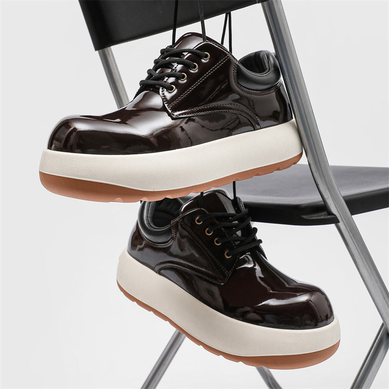 Men's Q Version Big Head Derby Rhubarb Leather Shoes