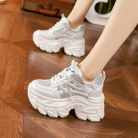 Women's Dad Summer Breathable Hollow Mesh Surface Height Sneakers