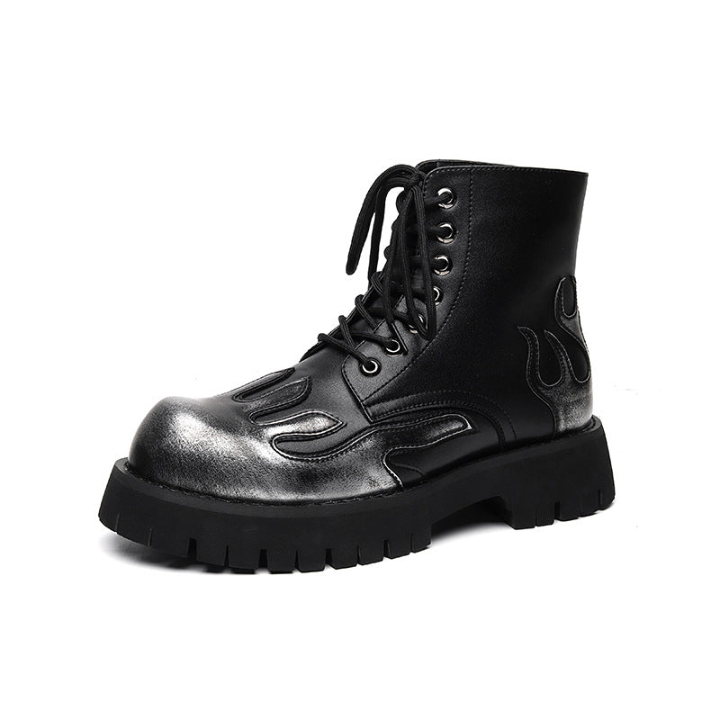 Men's Niche Trendy Flame Martin Thick-soled Ankle Boots