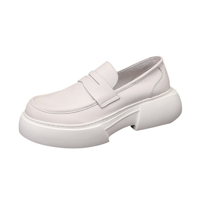 Men's White Slip-on Fashion Raise The Bottom Lazy Korean Loafers