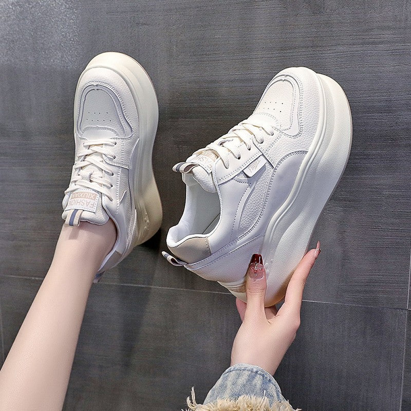 Women's Thick Bottom Hidden White Spring Small Heels