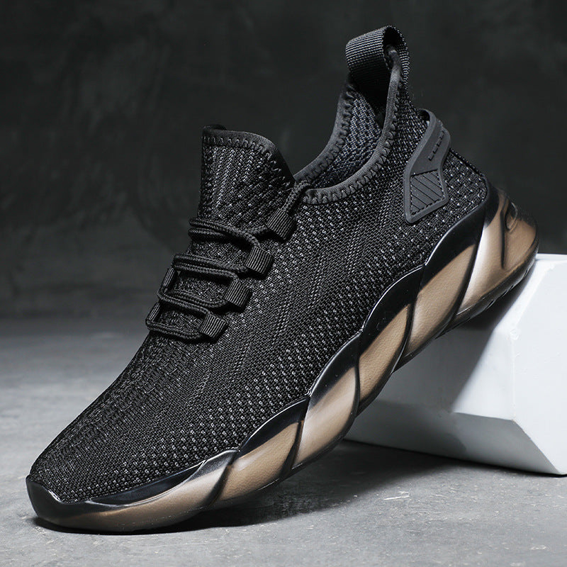 Men's Sports Fly Woven Mesh Breathable Running Popcorn Sneakers