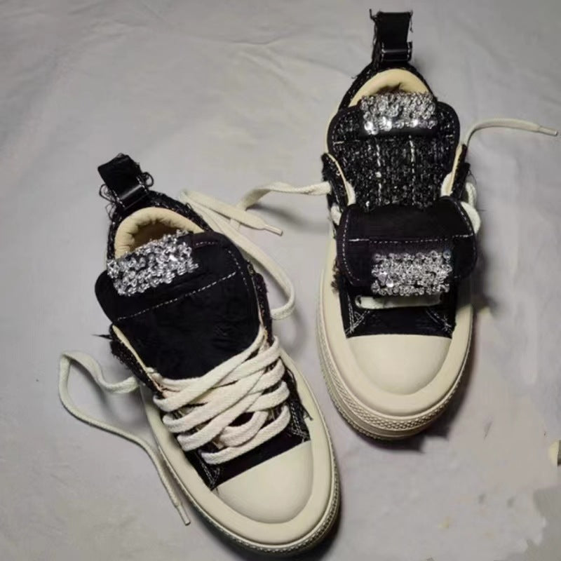Women's Walking Smiley Face Flower Spring Platform Heightened Canvas Shoes