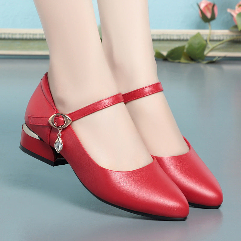 Women's White For Cheongsam Catwalk Mother Dancing Soft Leather Shoes