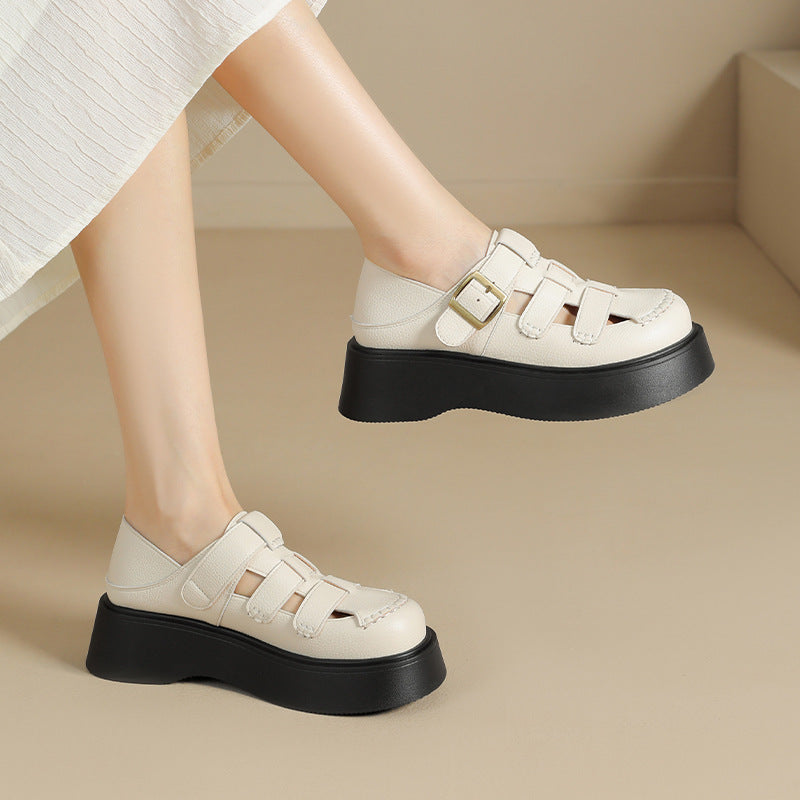 Women's Closed Toe Woven Pitcher Plant Two-way Sandals