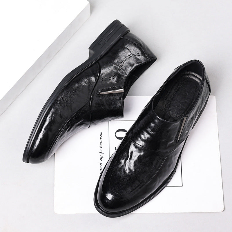 Men's First Layer Cowhide Formal Pointed Toe Men's Business Leather Shoes