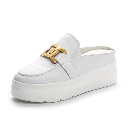 Women's Increasing Insole Half Thick-soled Spring Small Leather Shoes