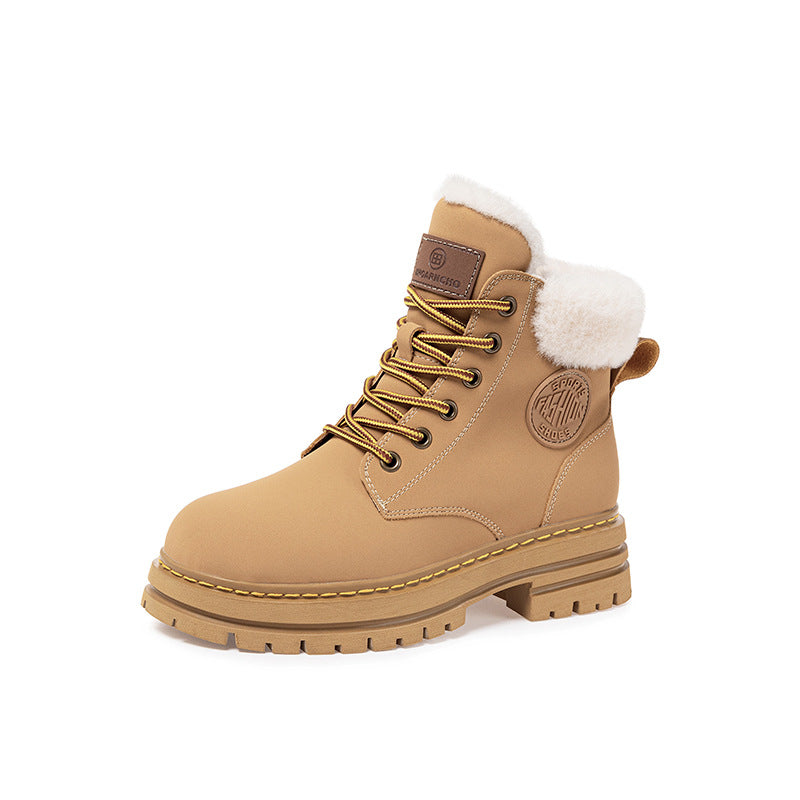 Women's Martin Cotton Fleece-lined Worker Warm Booties Snow Boots