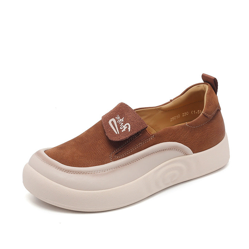 Women's Genuine Slip-on Soft Sole Square Toe Casual Shoes