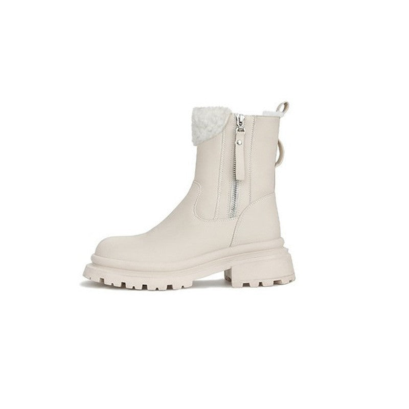 Winter Thick Bottom Side Zipper Lamb Fur Snow Boots