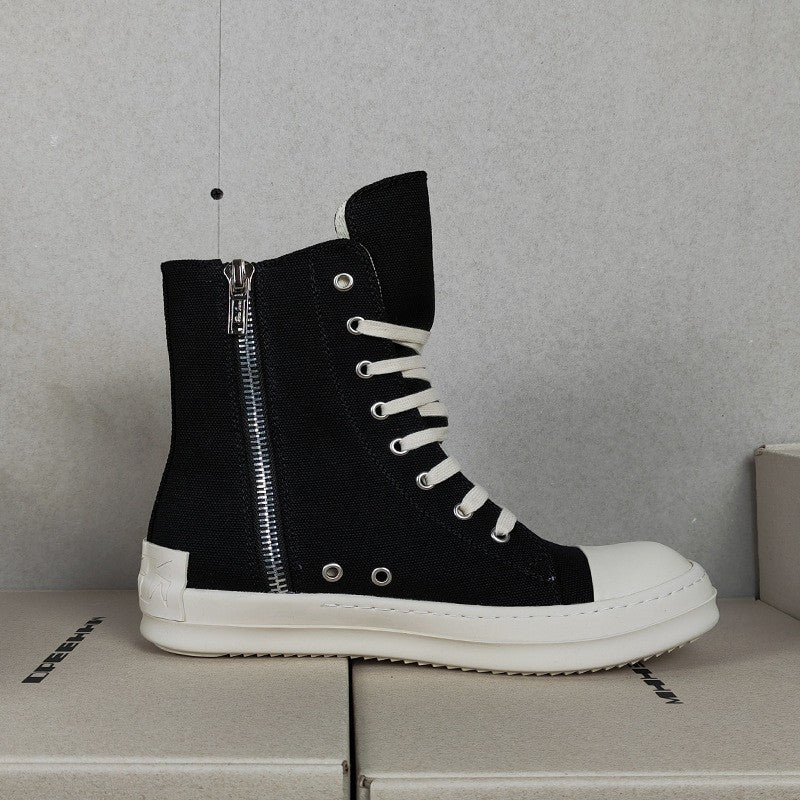 Men's Black White Back Lettered Board Plus Canvas Shoes