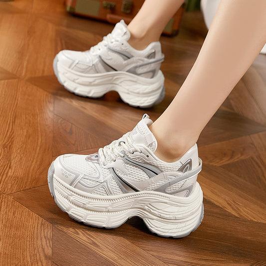 Women's Platform Dad Spring Fashionable Breathable Height Sneakers