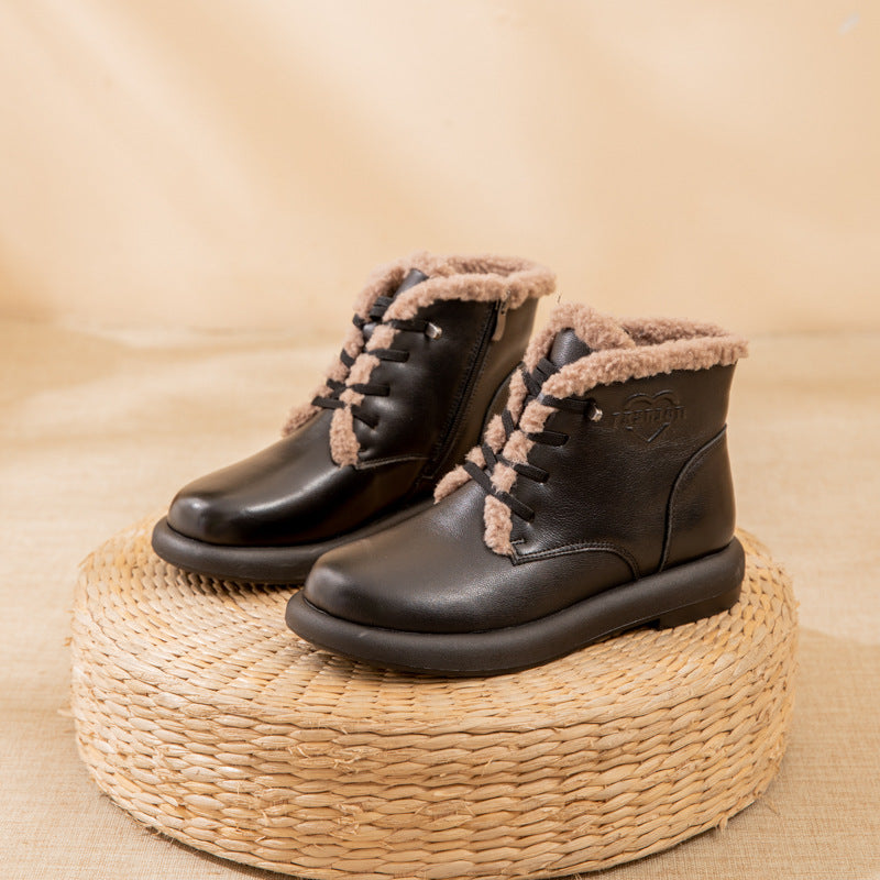 Women's Short Winter Plus Veet Genuine Mom Snow Boots